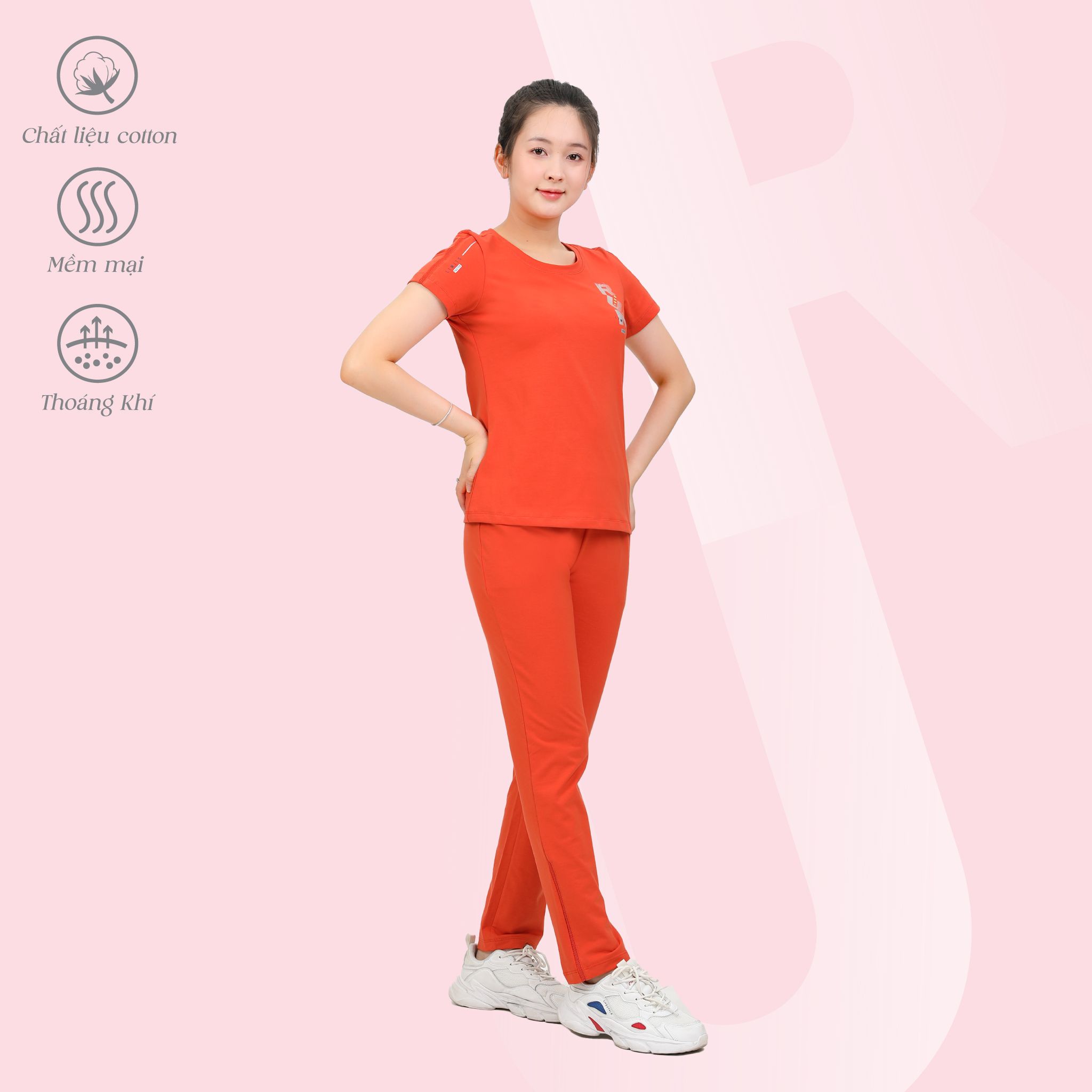Set đồ bộ nữ kiểu quần dài tay ngắn chất cotton cvc mát 193p 3399