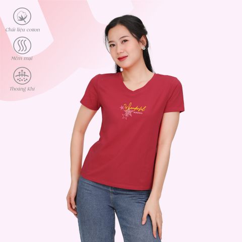 Áo thun nữ form suông cổ tim tay ngắn chất cotton siêu mát 020p 0345