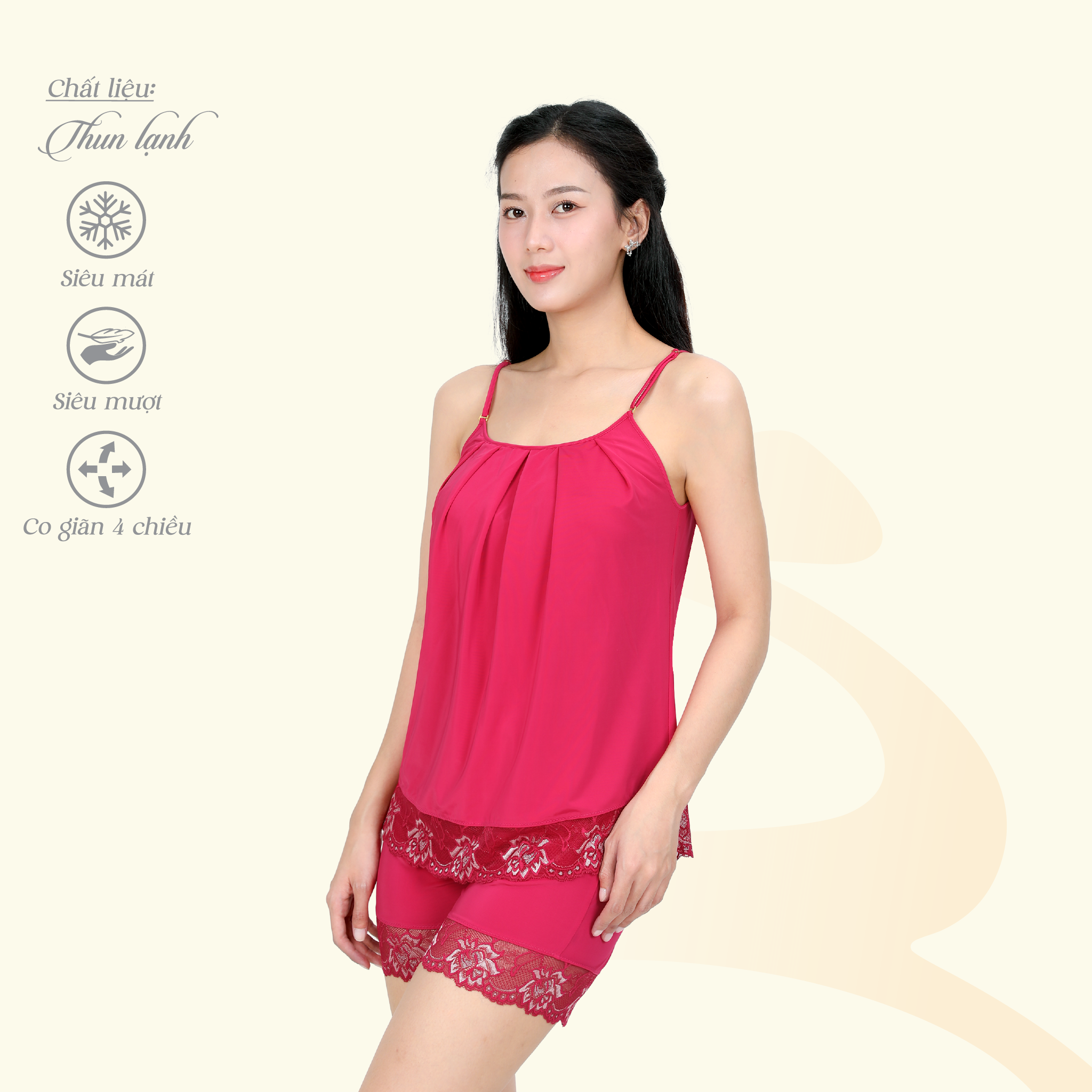 Set đồ bộ nữ kiểu quần đùi Dây chất thun lạnh siêu bền 015p 2138