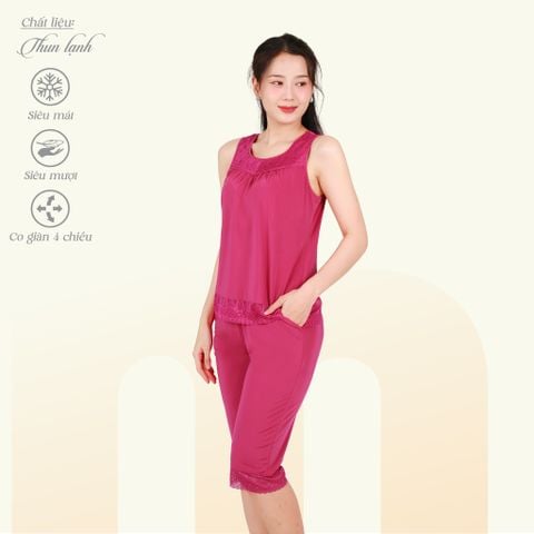 Set đồ bộ nữ kiểu quần lửng tay Bản chất thun lạnh siêu bền 014p 7027