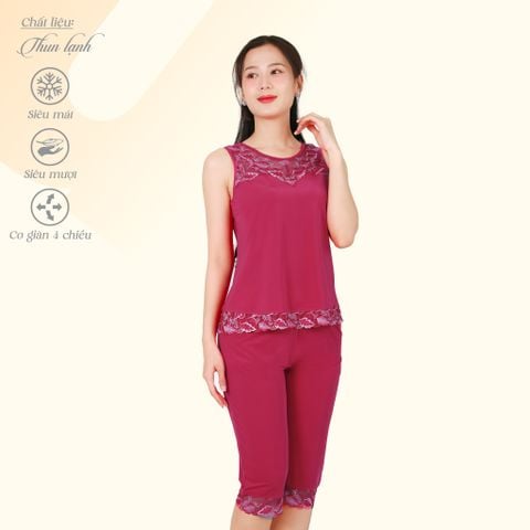 Set đồ bộ nữ kiểu quần lửng tay Bản chất thun lạnh siêu bền 014p 7036