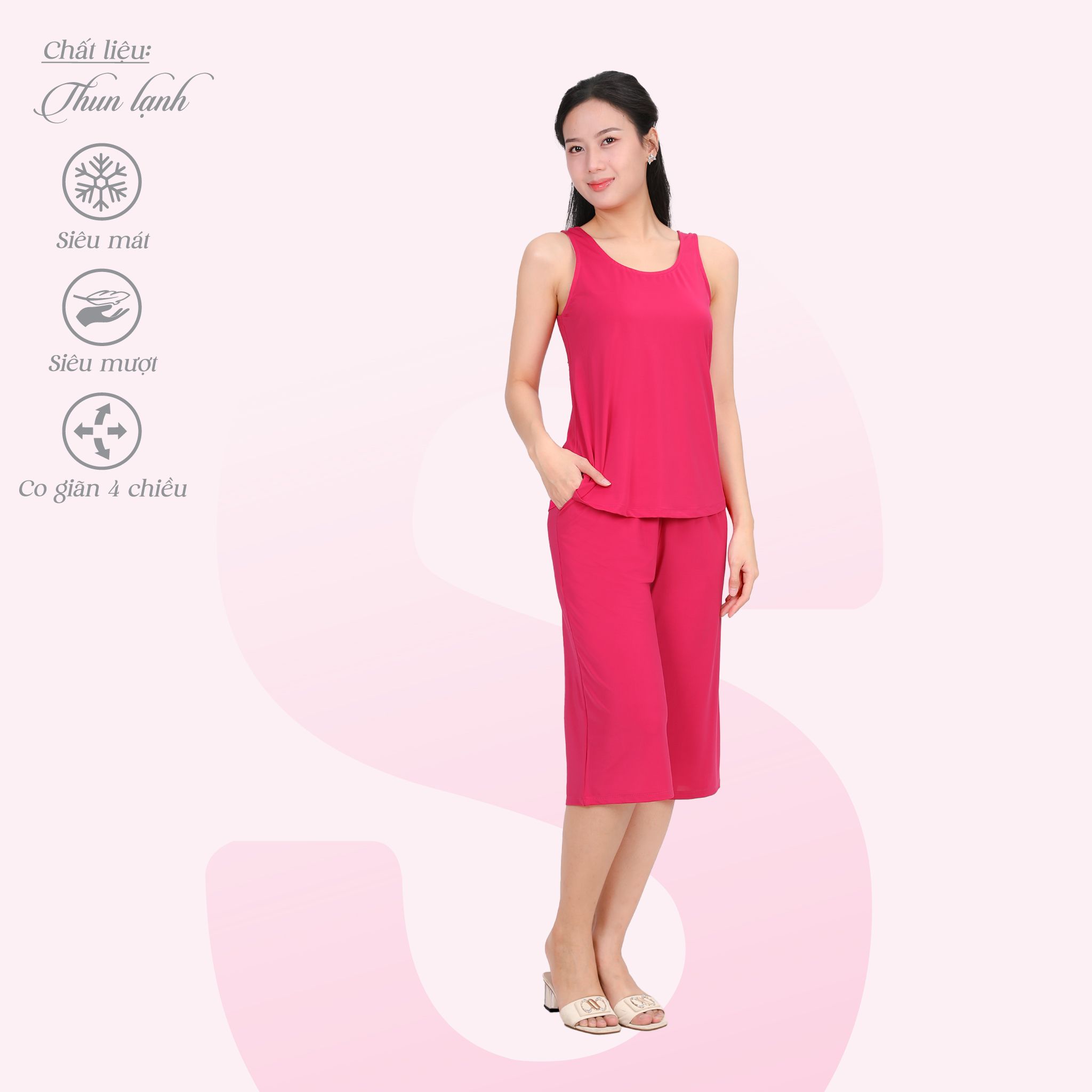 Set đồ bộ nữ kiểu quần lửng Bản chất thun lạnh siêu bền 014p 7041