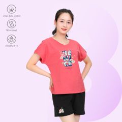 Set đồ bộ nữ kiểu quần đùi tay ngắn chất cotton siêu mát 195p 5227