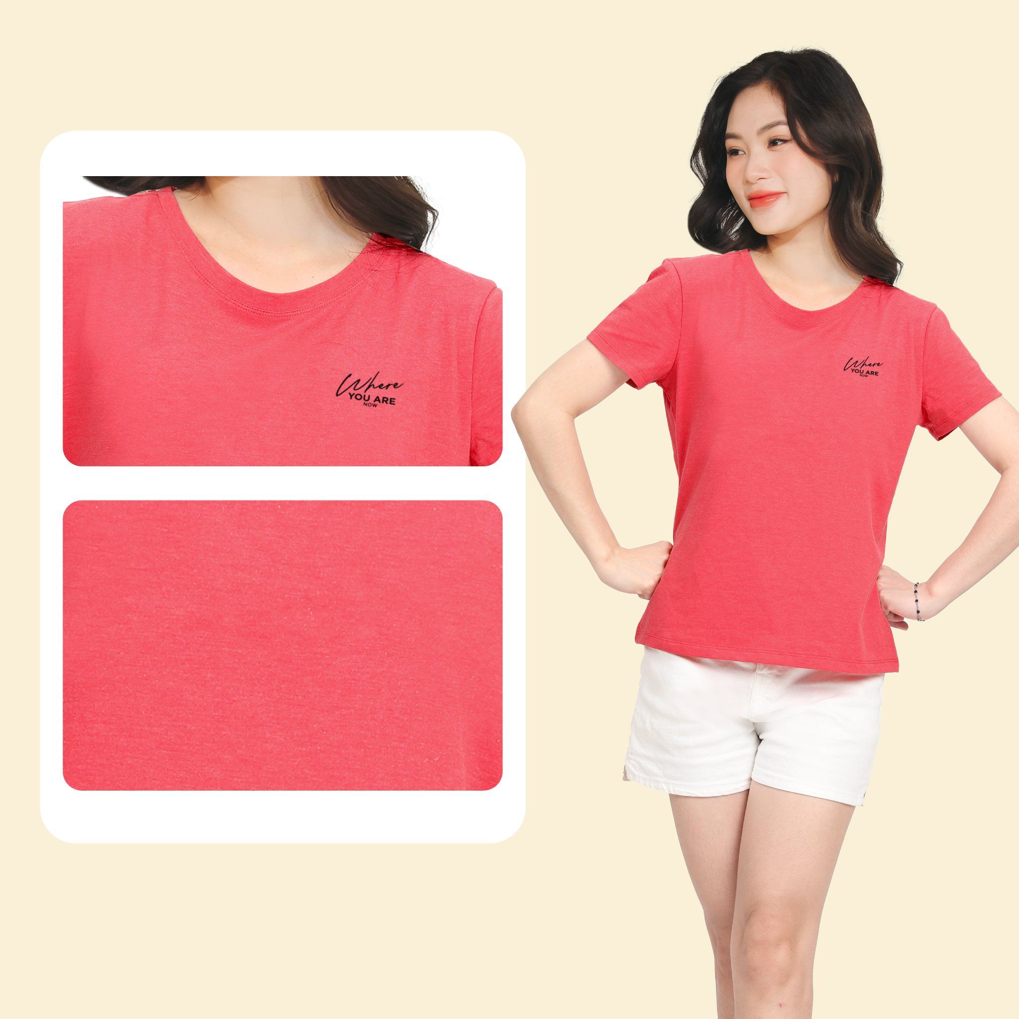 Áo thun nữ tay ngắn cổ tròn form suông chất cotton siêu mát 190p 0106