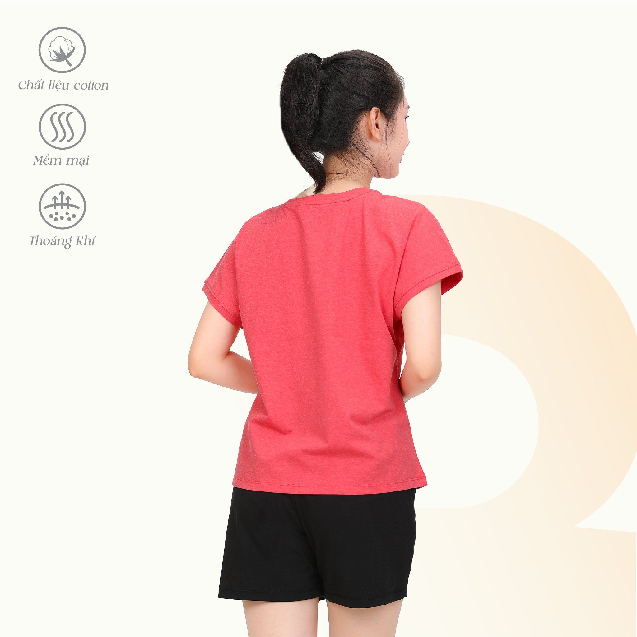 Set đồ bộ nữ kiểu quần đùi tay ngắn chất cotton siêu mát 195p 5235