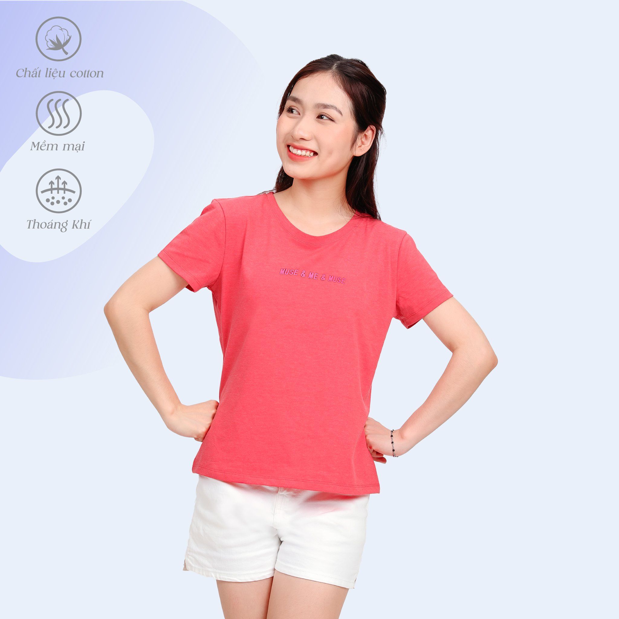 Áo thun nữ form suông cổ tròn tay ngắn chất cotton siêu mát 190p 0356