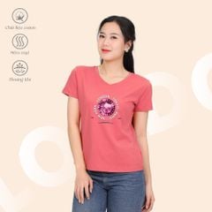 Áo thun nữ tay ngắn Form Suông Cổ Tim chất cotton siêu mát 190p 0324