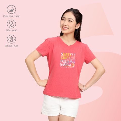 Áo thun nữ tay ngắn Form Suông Cổ Tim chất cotton siêu mát 190p 0325