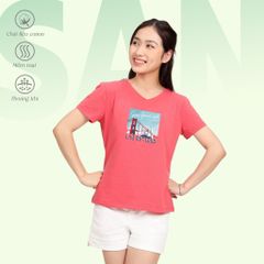 Áo thun nữ form suông cổ tim chất cotton siêu mát 190p 0326