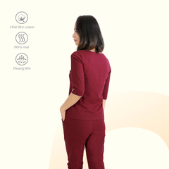 Set đồ bộ nữ kiểu quần dài tay lỡ chất cotton cvc mát 193p 3413