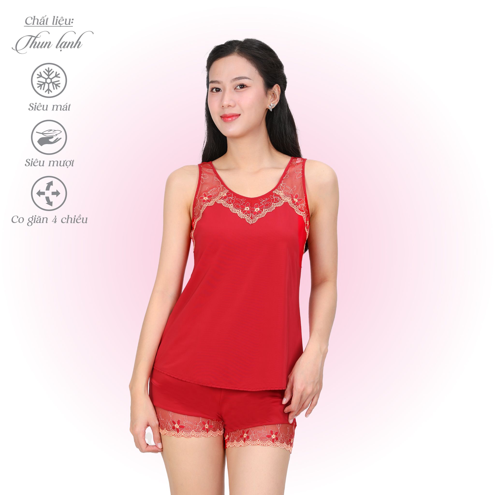 Set đồ bộ nữ kiểu quần đùi không tay chất thun lạnh siêu bền 015p 5071