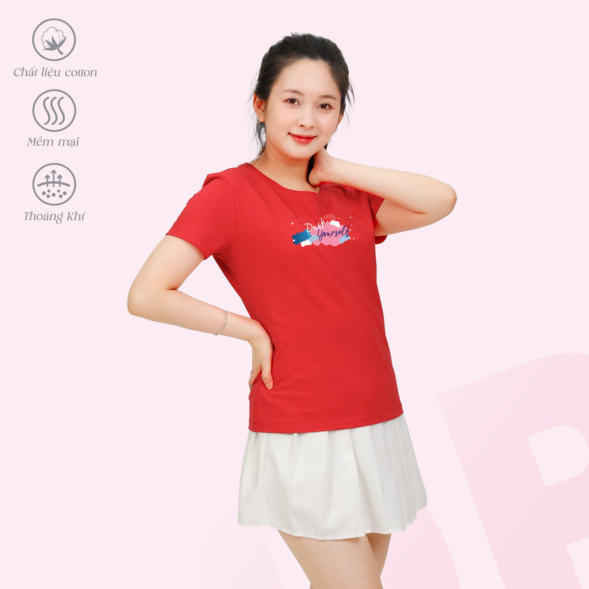 Áo thun nữ tay ngắn chất cotton siêu mát Form Suông 020p 0344