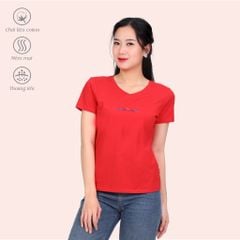 Áo thun nữ tay ngắn cổ tim form suông chất cotton siêu mát 020p 0338