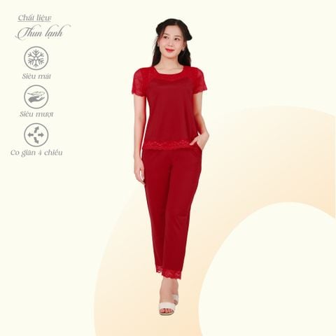 Set đồ bộ nữ kiểu quần dài tay ngắn chất thun lạnh siêu bền 013p 6072