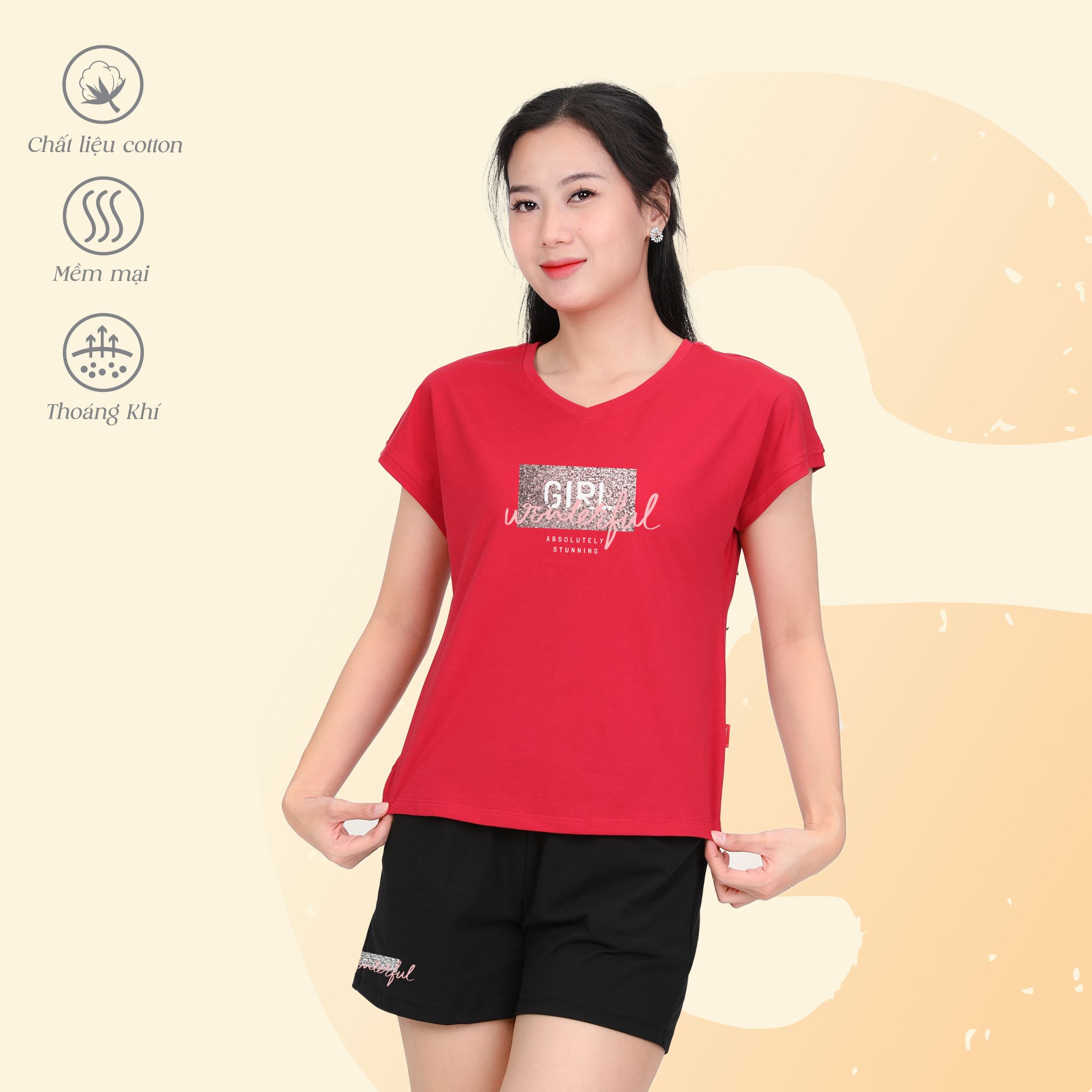 Set đồ bộ nữ kiểu quần đùi tay liền chất cotton siêu mát 025p 5220