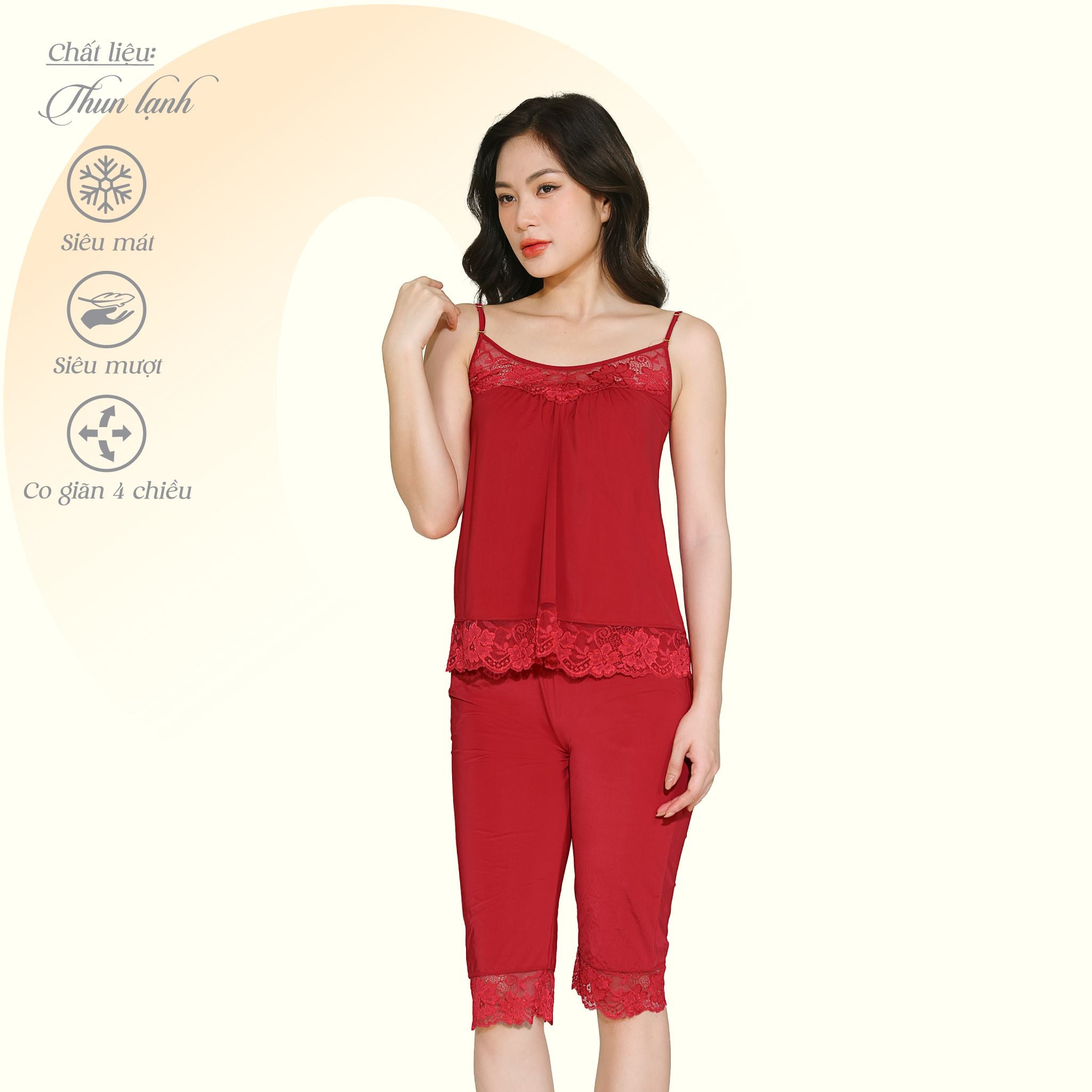 Set đồ bộ nữ kiểu quần lửng dây chất thun lạnh siêu bền 014p 7014