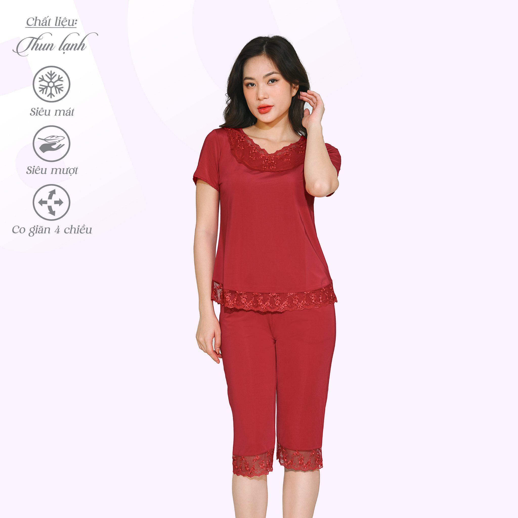 Set đồ bộ nữ kiểu quần lửng Tay Ngắn chất thun lạnh siêu bền 014p 7038