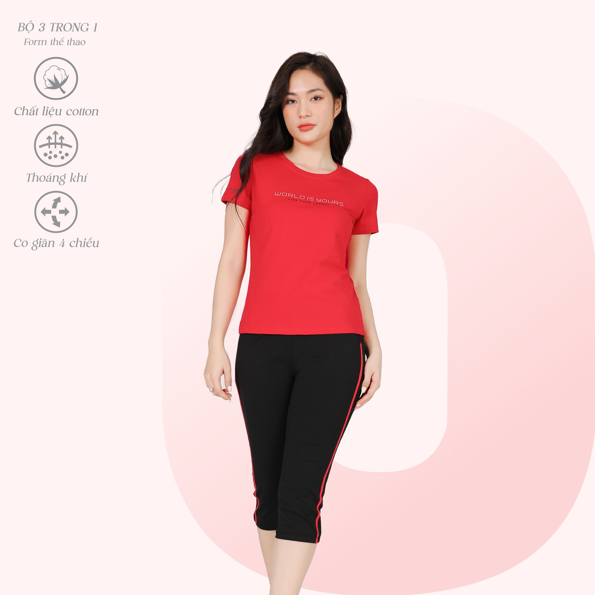 Set đồ bộ nữ kiểu quần lửng tay ngắn chất cotton siêu mát 024p 4312