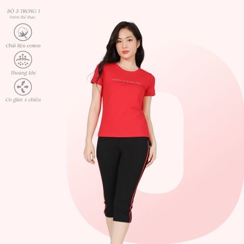 Set đồ bộ nữ kiểu quần lửng tay ngắn chất cotton siêu mát 024p 4312