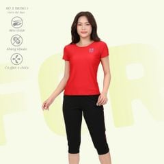 Bộ nữ thể thao chất silk lạnh kiểu quần lửng tay ngắn 374p 4304