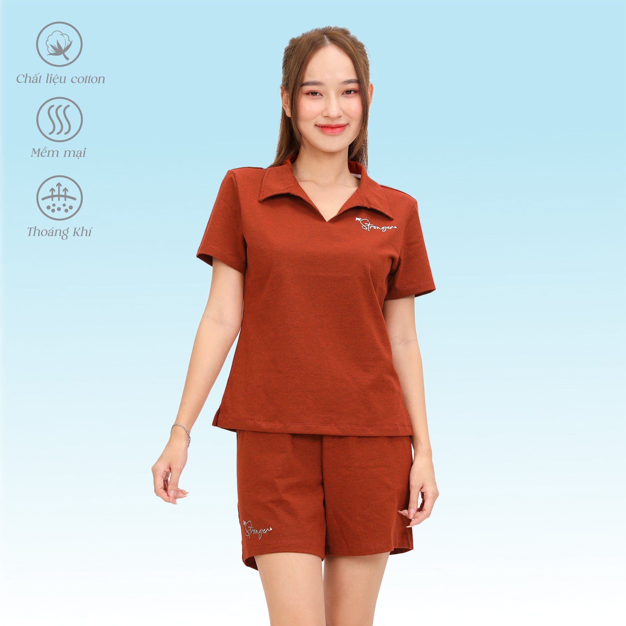 Set đồ bộ nữ kiểu quần đùi tay ngắn chất cotton siêu mát 195p 5213