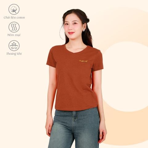 Áo thun nữ form suông cổ tim tay ngắn chất cotton siêu mát 190p 0358