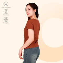 Áo thun nữ form suông cổ tim tay ngắn chất cotton siêu mát 190p 0358