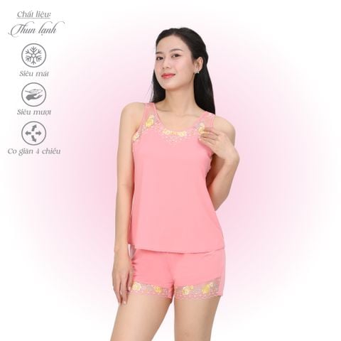 Set đồ bộ nữ kiểu quần đùi không tay chất thun lạnh siêu bền 015p 5071