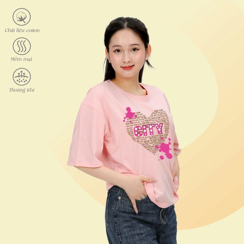 Áo thun nữ tay ngắn chất cotton siêu mát Form Vuông 190p 0330