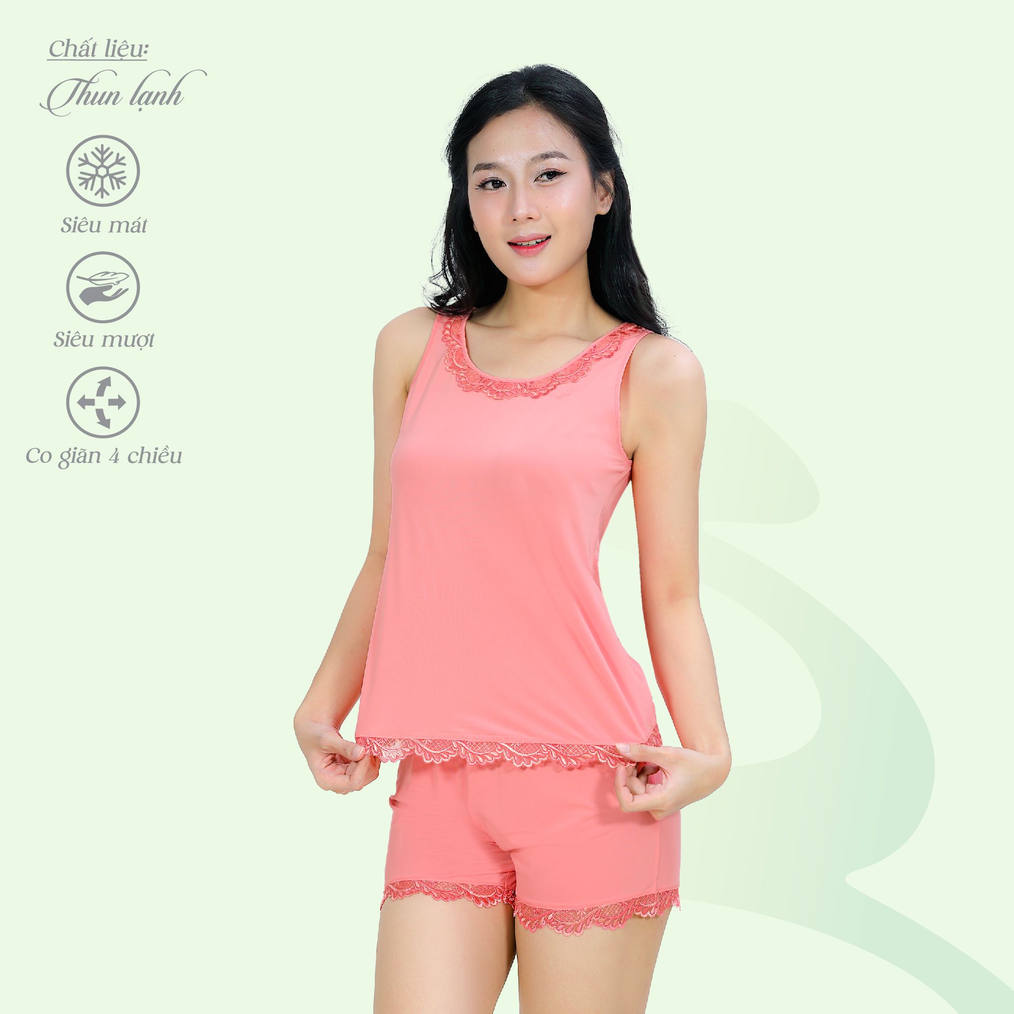 Set đồ bộ nữ kiểu quần đùi Bản chất thun lạnh siêu bền 015p 5137