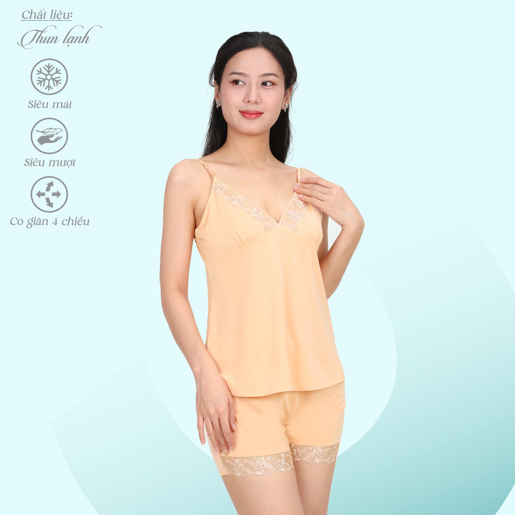 Set đồ bộ nữ kiểu quần đùi Dây chất thun lạnh siêu bền 015p 2137
