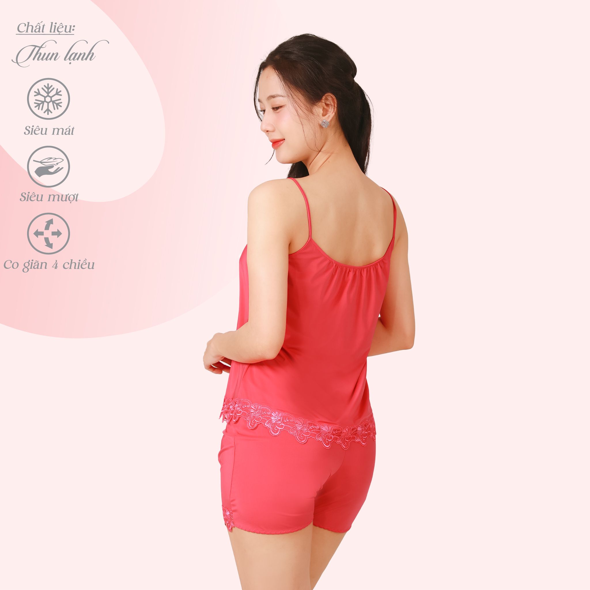 Set đồ bộ nữ kiểu quần đùi dây chất thun lạnh siêu bền 015p 2017
