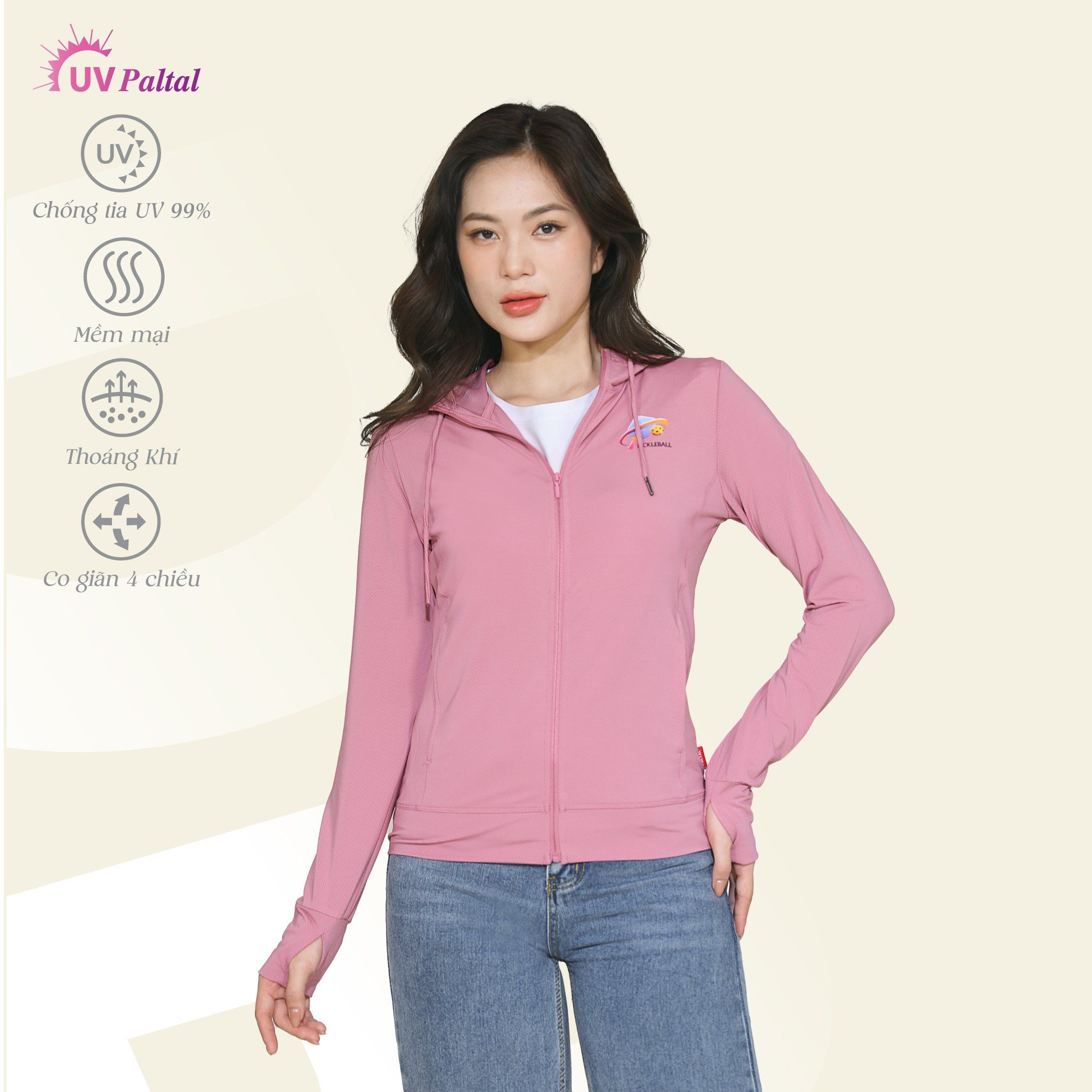 Áo khoác nữ chống nắng, chống UV chất poly thái 311p 1342