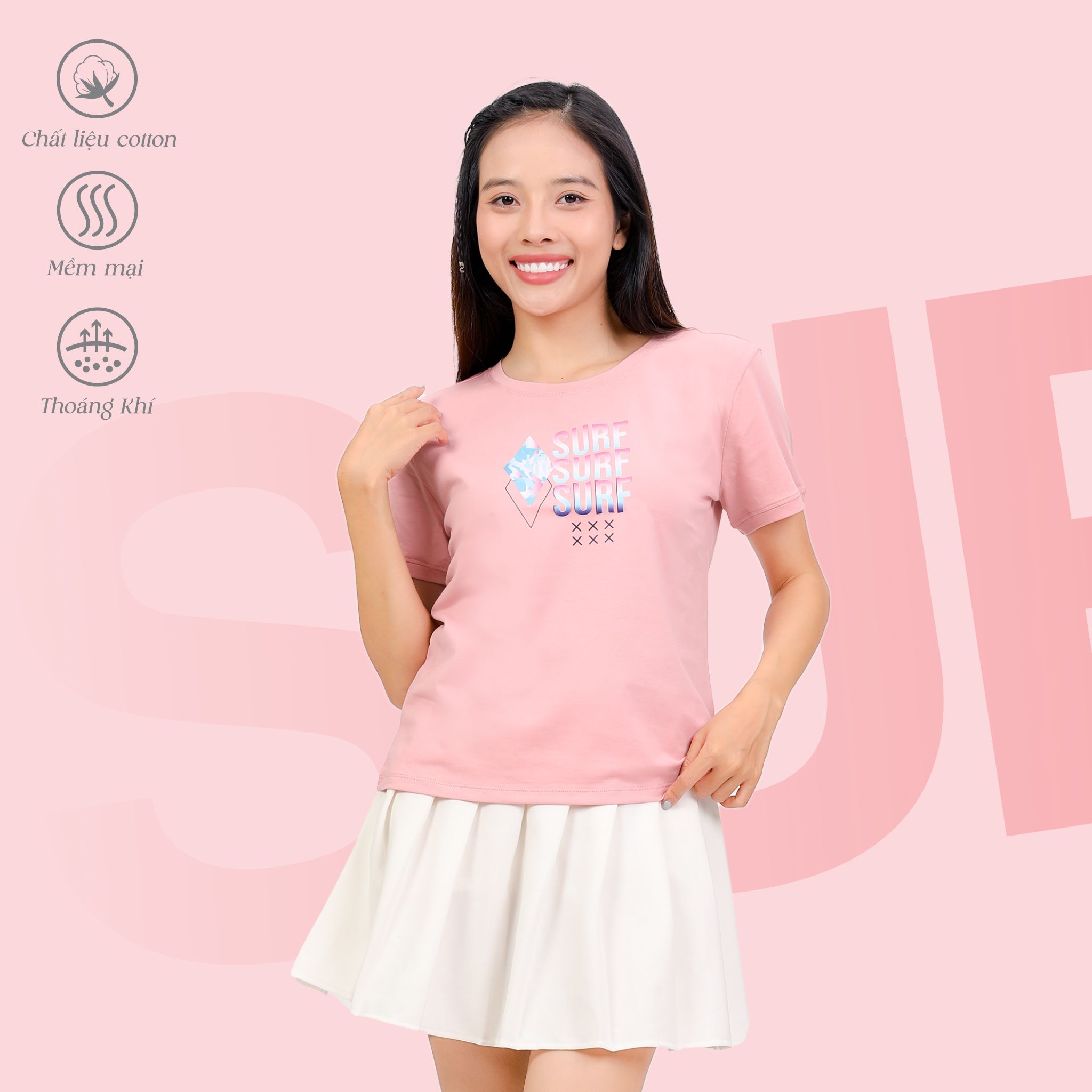 Áo thun nữ tay ngắn form cơ bản chất cotton siêu mát 020p 0306