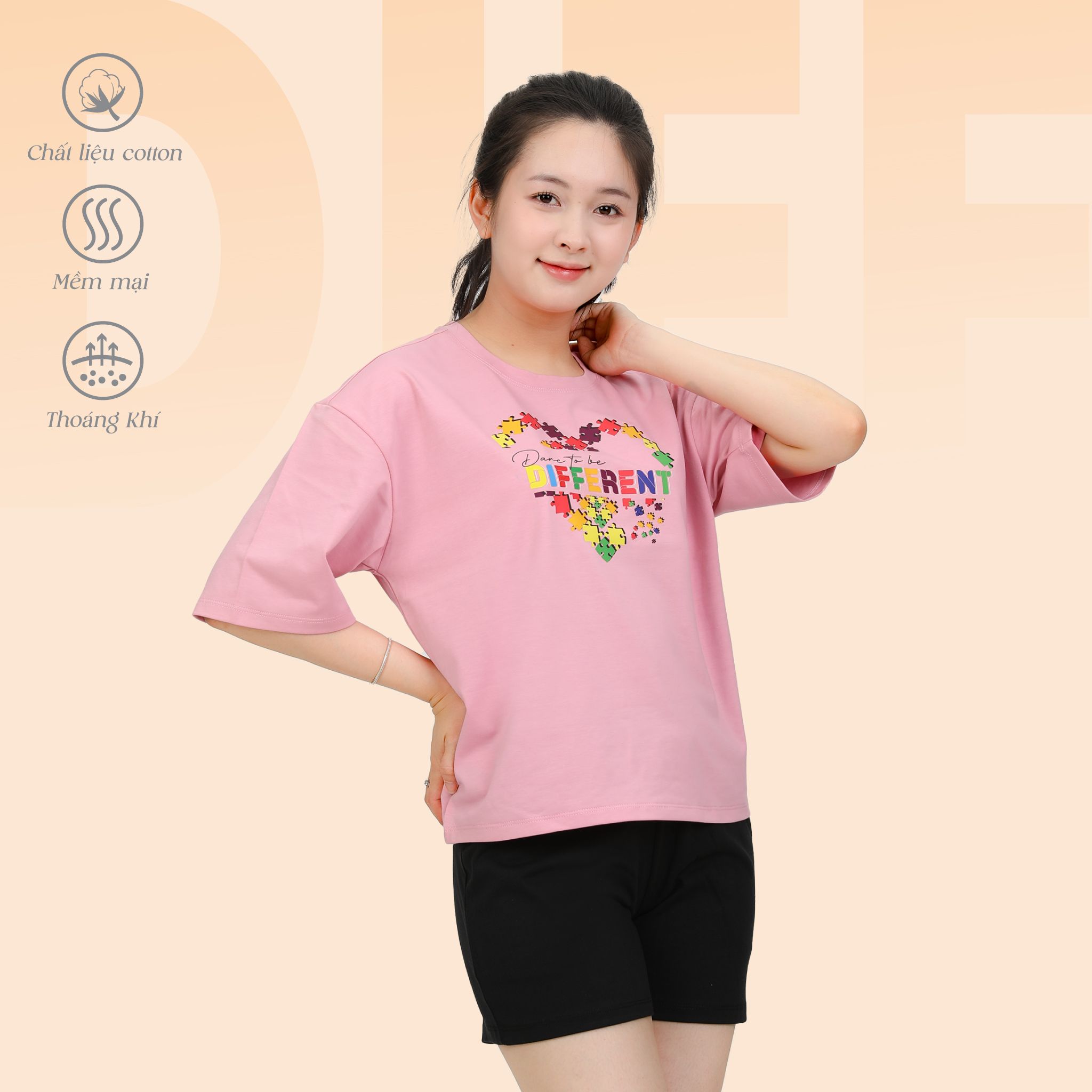Set đồ bộ nữ kiểu quần đùi tay ngắn chất cotton siêu mát 195p 5219