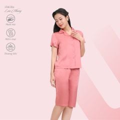 Set đồ bộ nữ kiểu quần lửng tay ngắn chất lụa nhung 264p 4315