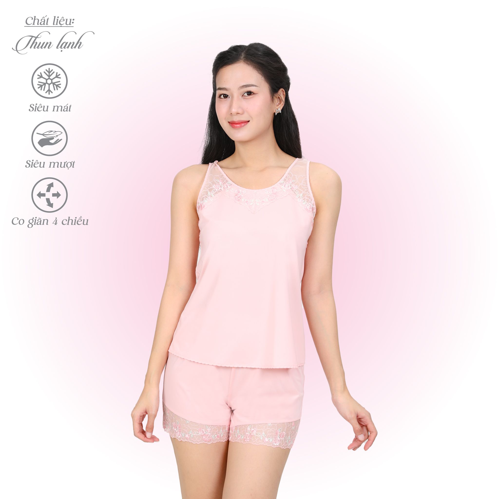 Set đồ bộ nữ kiểu quần đùi không tay chất thun lạnh siêu bền 015p 5071