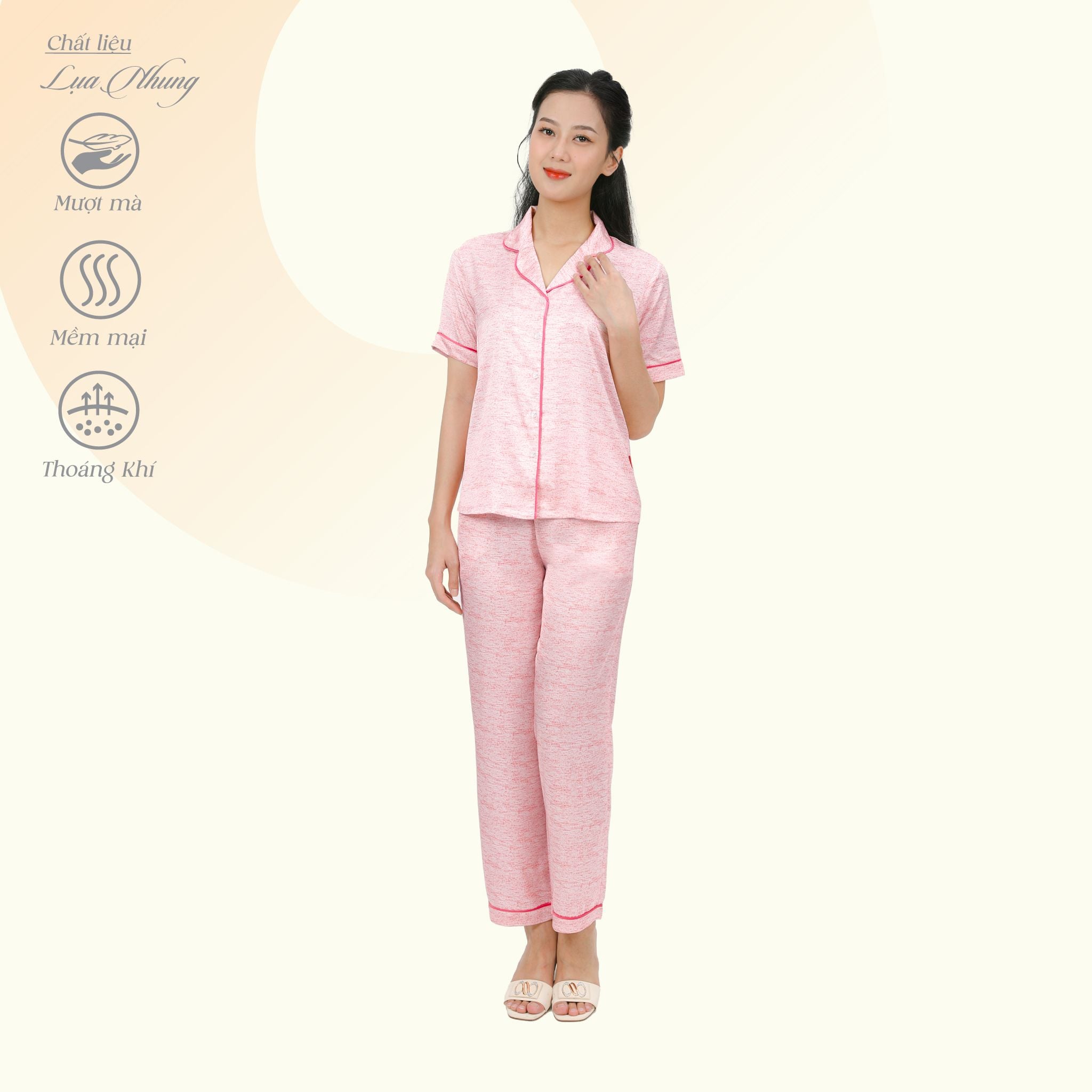 Set đồ bộ nữ kiểu quần dài tay ngắn pijama 263p 3383