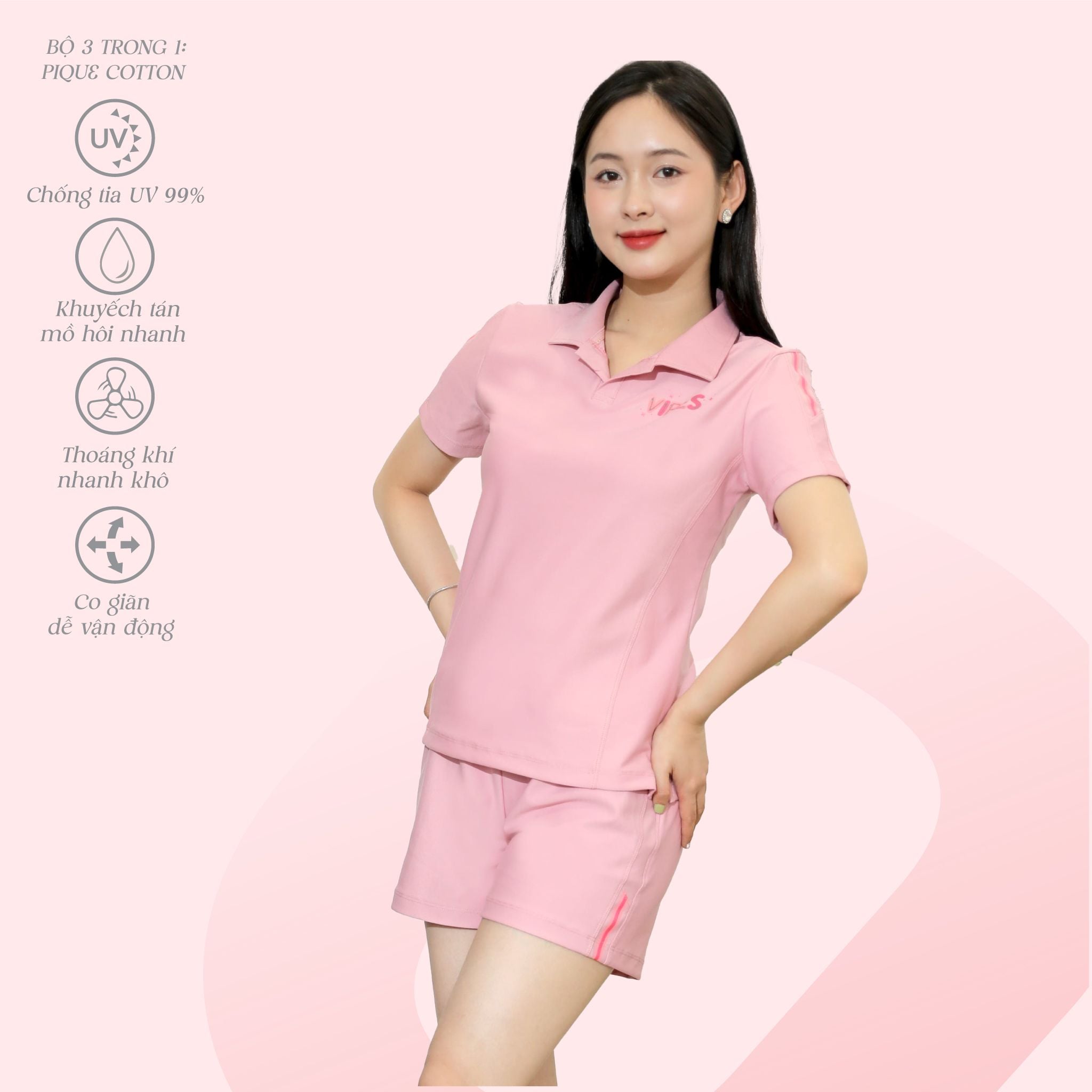 Set đồ bộ nữ kiểu quần đùi nữ kiểu quần đùi tay ngắn chất pique 525p 5202