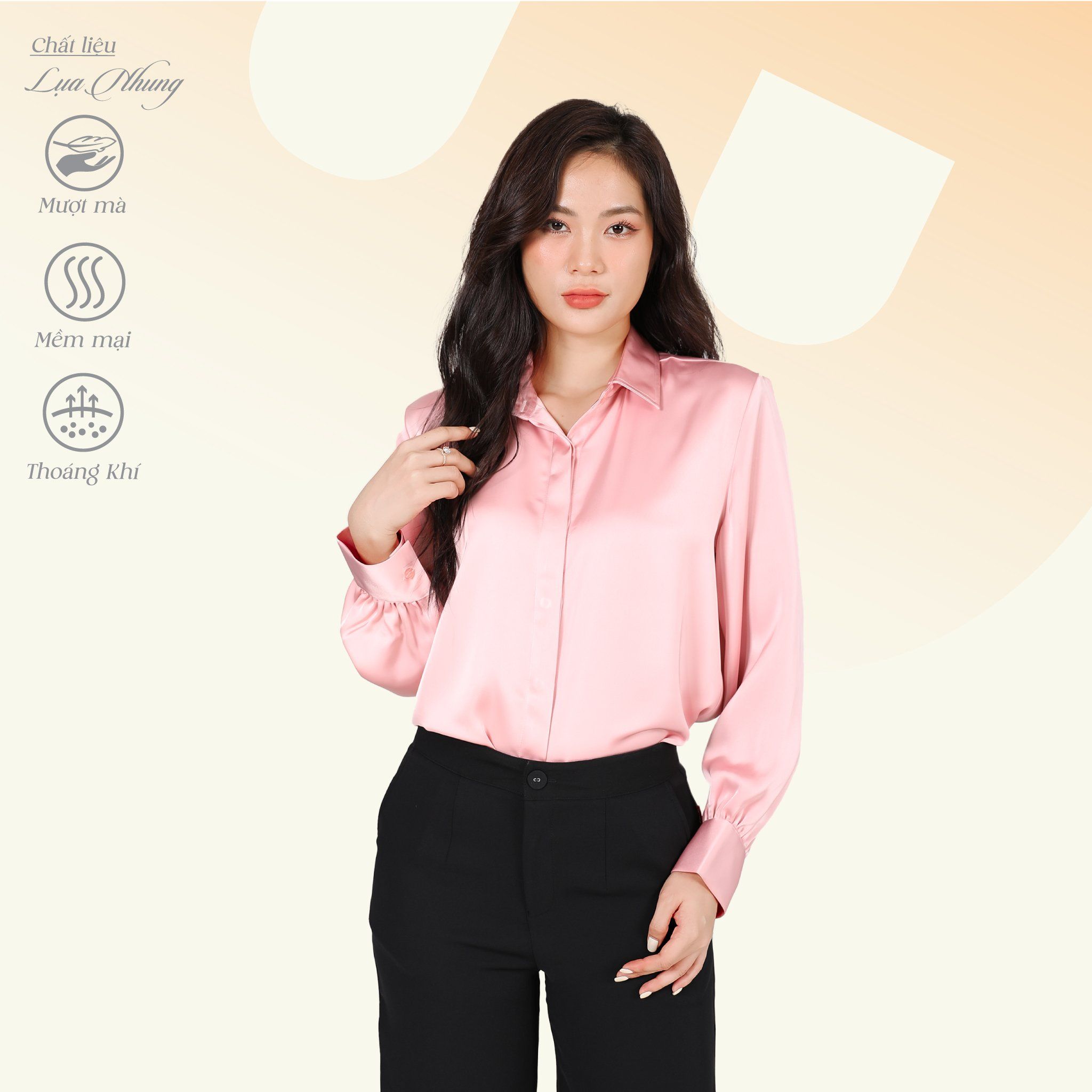 Áo Sơ Mi Tay Dài Thời Trang Chất Lụa Nhung 260p 0336