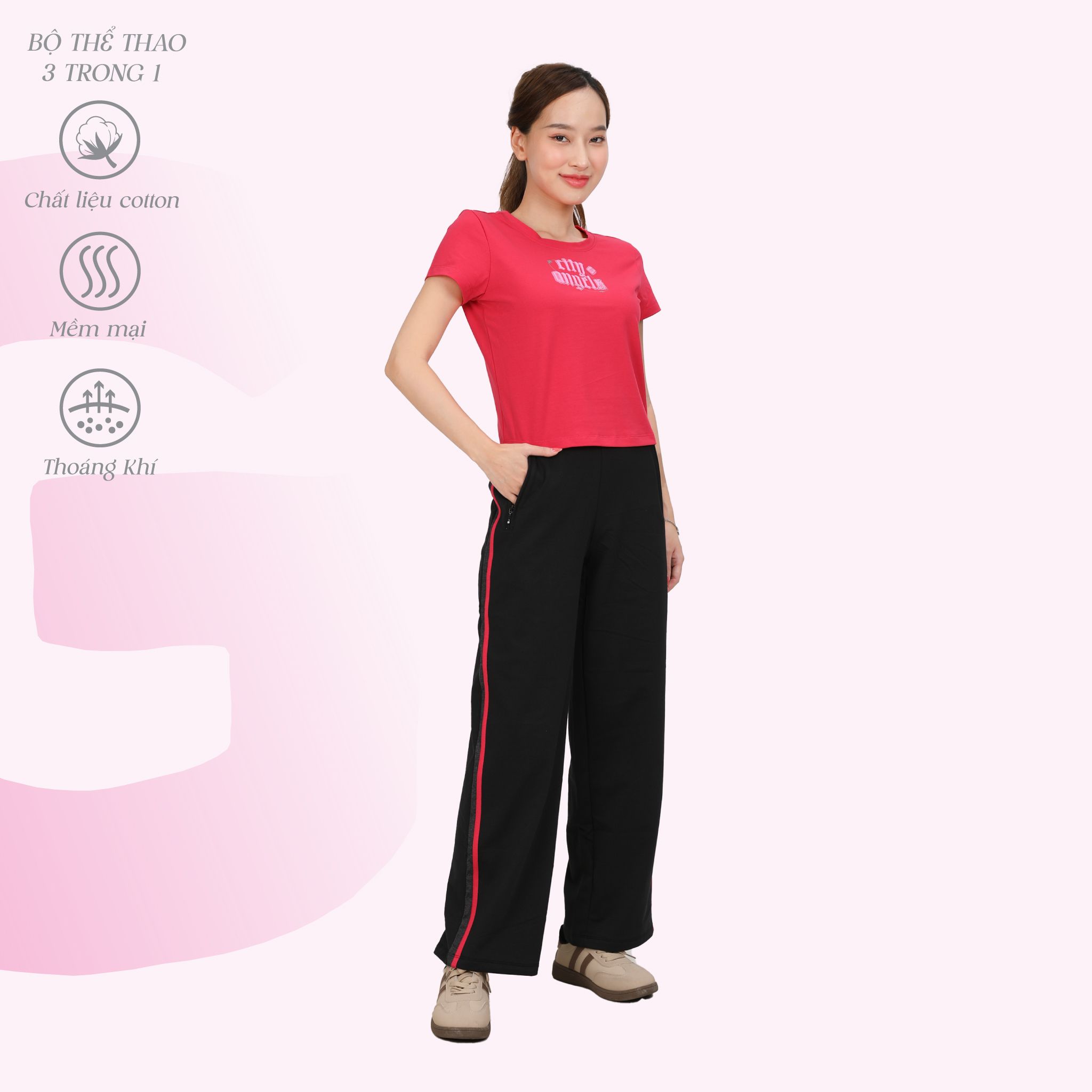 Set đồ bộ nữ kiểu quần dài tay ngắn chất vảy cá cotton cvc mát 403p 3394