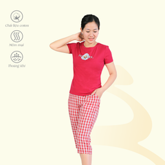 Set đồ bộ nữ kiểu thể thao kiểu quần lửng tay ngắn chất cotton siêu mát 024p 4321