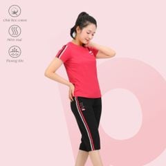 Set đồ bộ nữ kiểu thể thao kiểu quần lửng tay ngắn chất cotton siêu mát 024p 4210