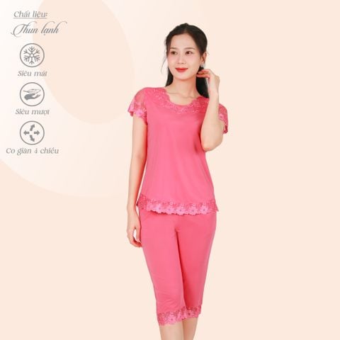 Set đồ bộ nữ kiểu quần lửng tay ngắn chất thun lạnh siêu bền 014p 7037