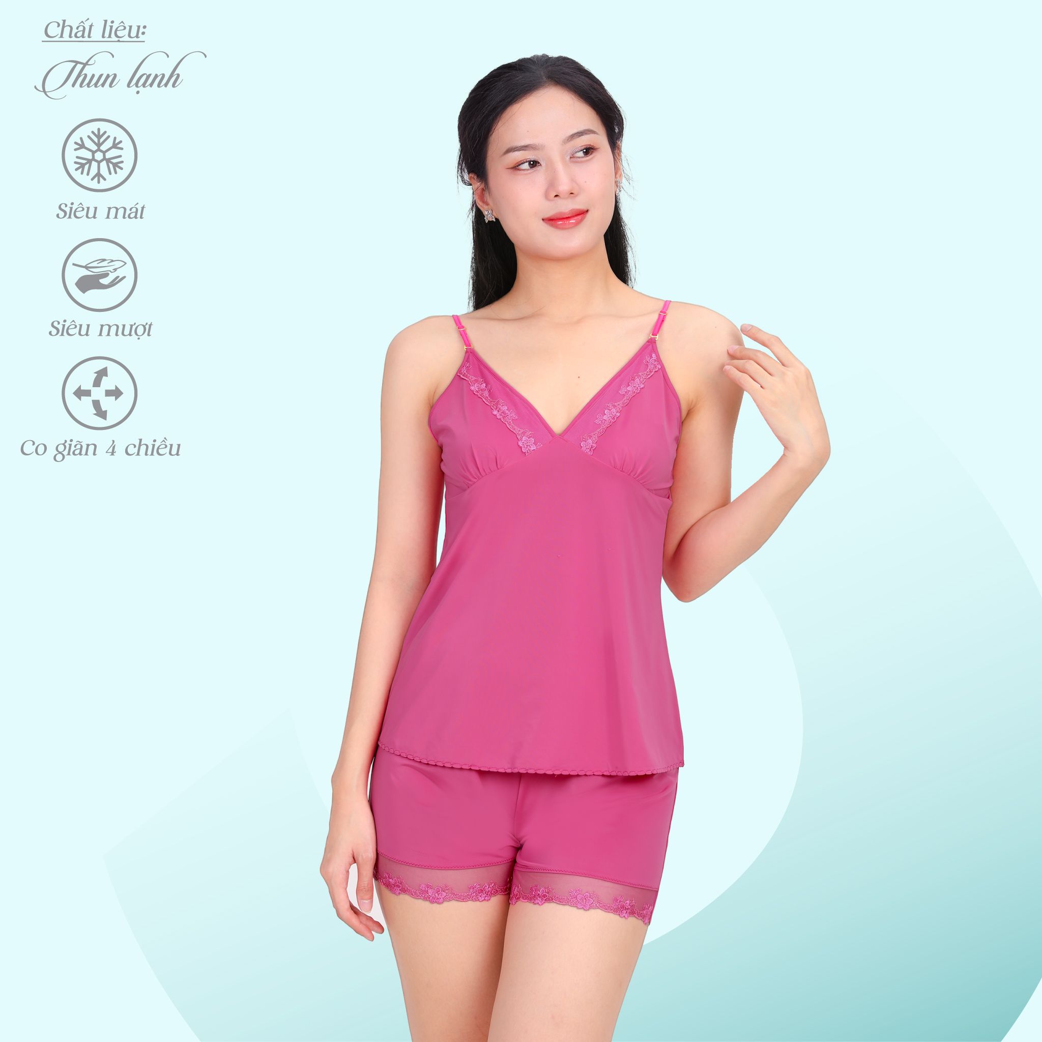 Set đồ bộ nữ kiểu quần đùi Dây chất thun lạnh siêu bền 015p 2137