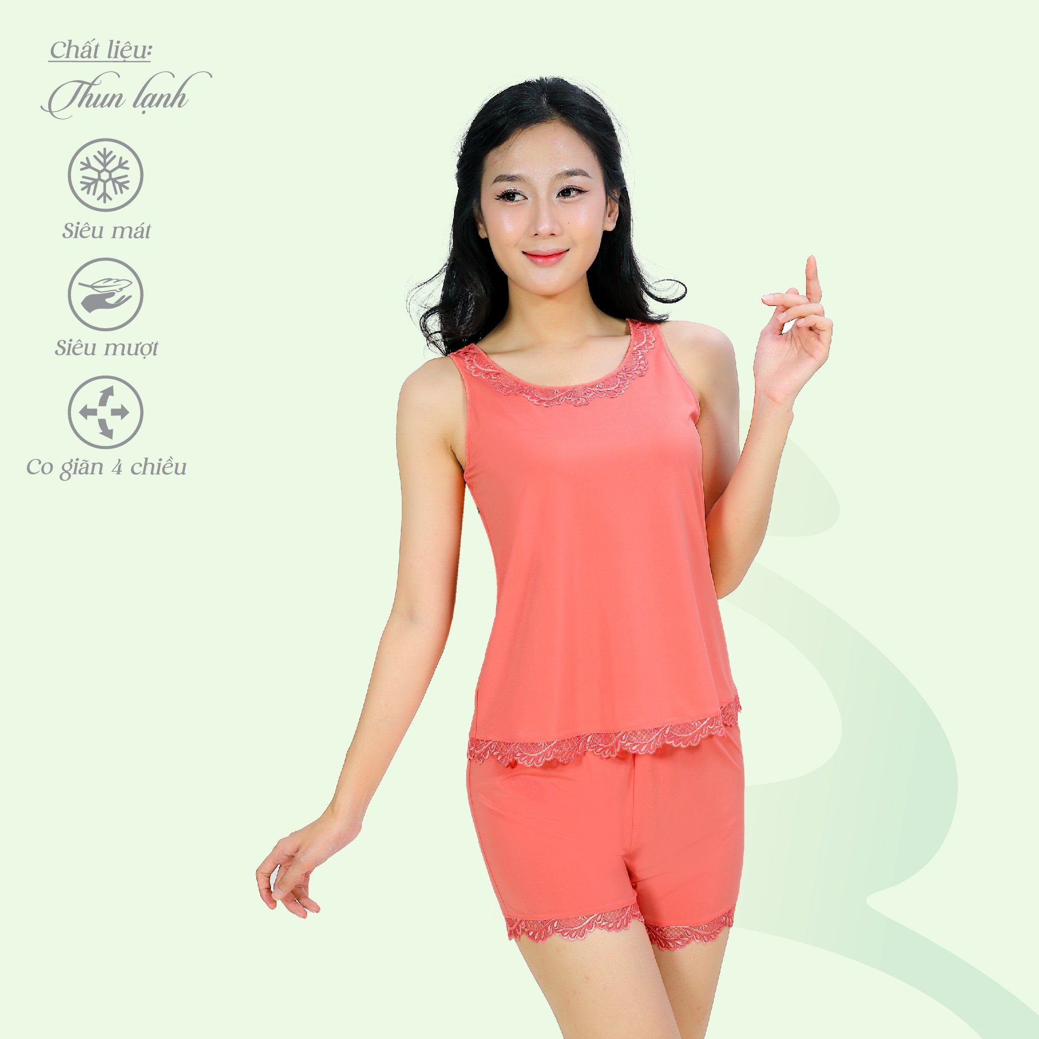 Set đồ bộ nữ kiểu quần đùi Bản chất thun lạnh siêu bền 015p 5137