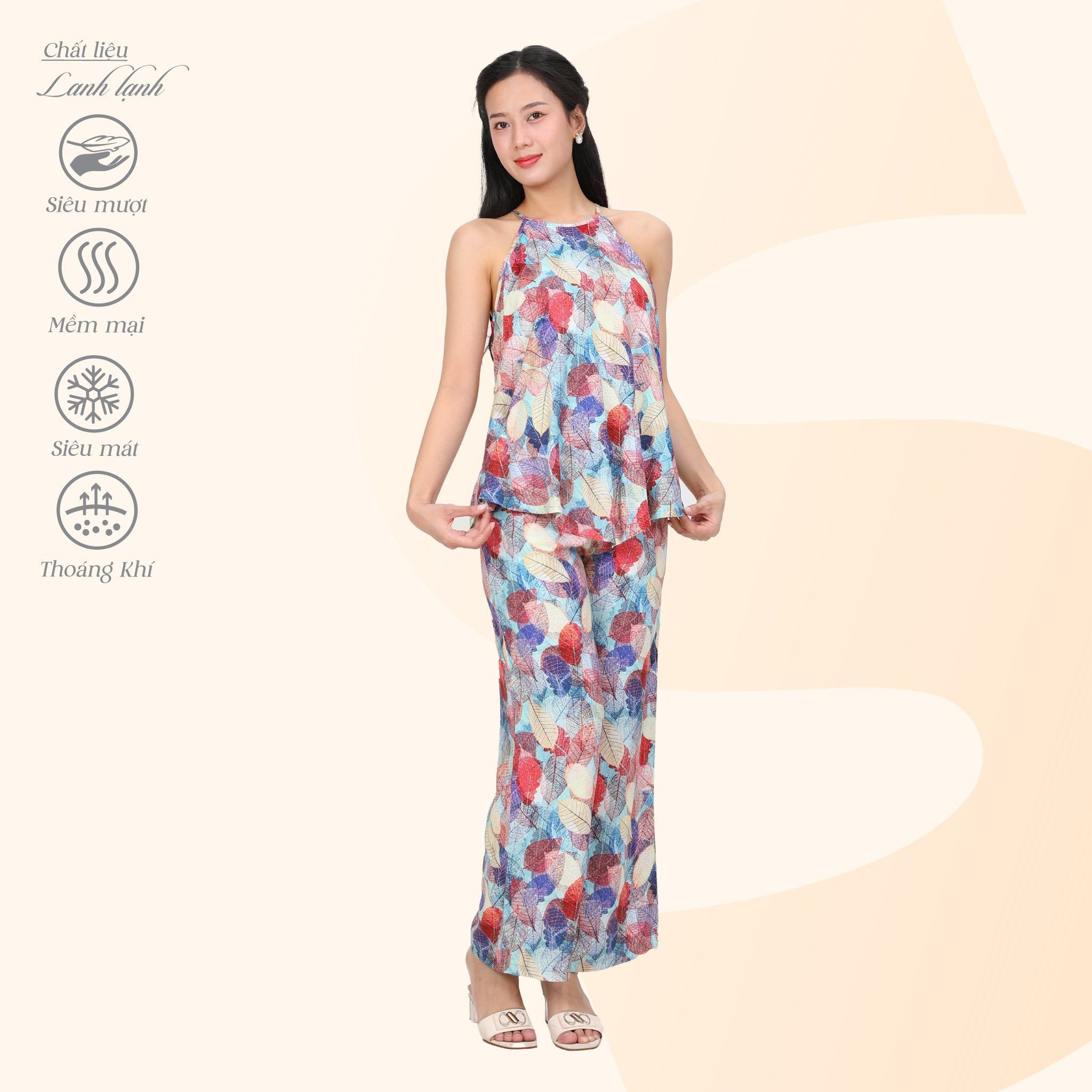 Set đồ bộ nữ kiểu quần dài Áo Dây Lanh Lạnh 253p 8024