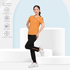 Set đồ bộ nữ kiểu quần dài tay ngắn Thể Thao Cổ Tim chất nhung lạnh 153p 6009