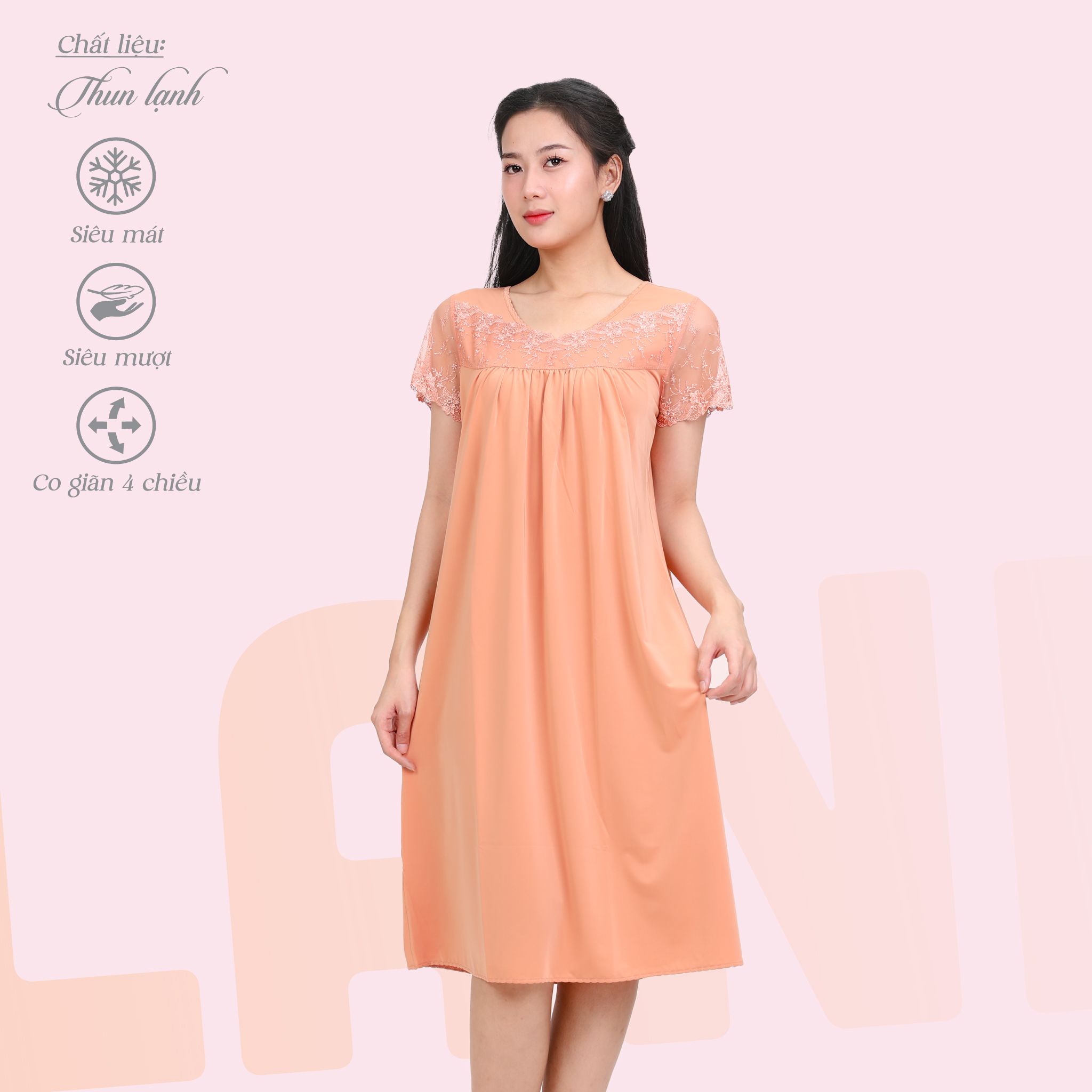 Áo ngủ, Váy ngủ tay ngắn chất thun lạnh siêu bền 012p 8002
