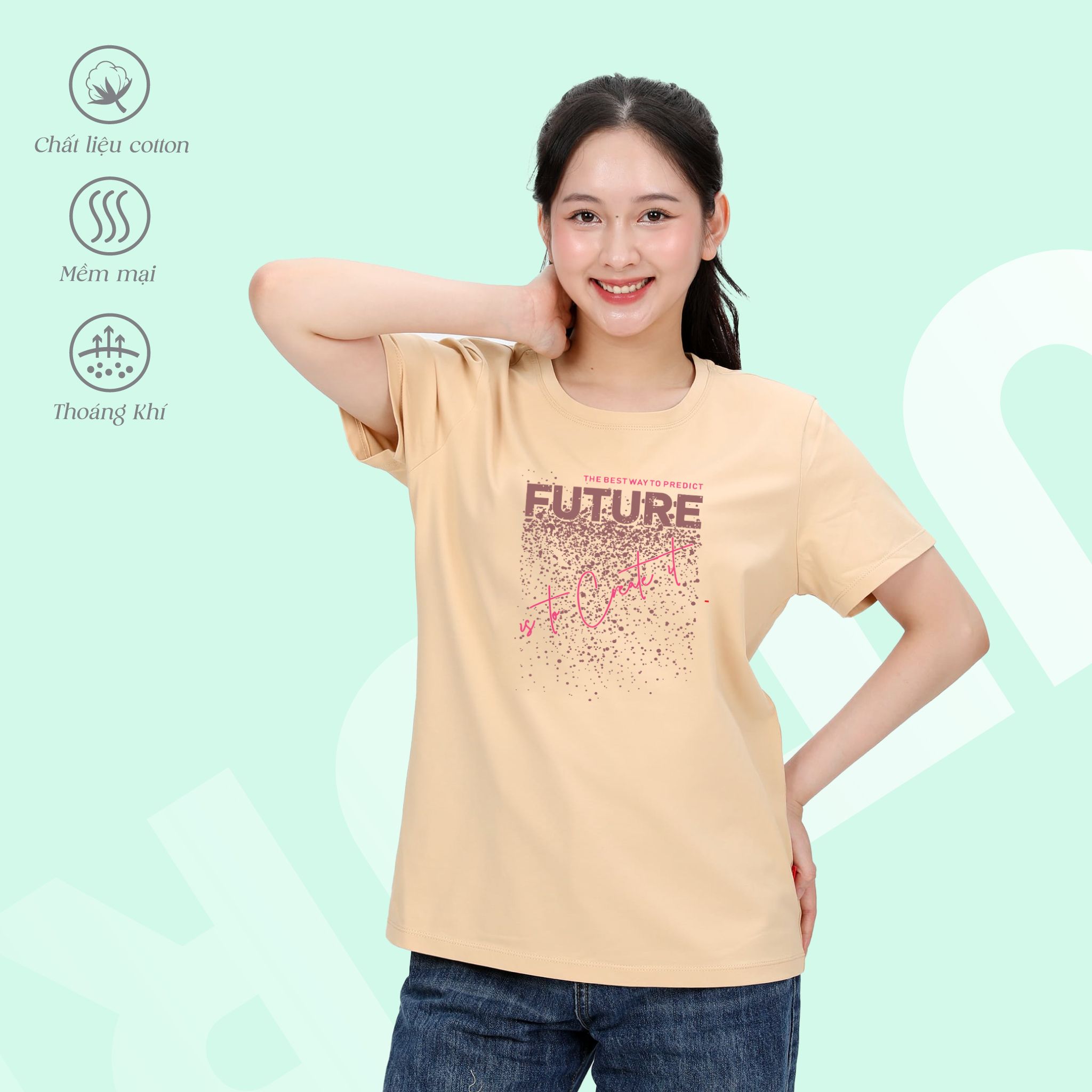 Áo thun nữ tay ngắn Form Rộng chất cotton siêu mát 020p 0290